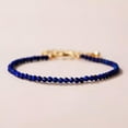 thumbnail image 1 of K-KED Lapis Lazuli 3mm Faceted Beads Minimalist Dainty Healing Women Bracelet 7.5", 1 of 3