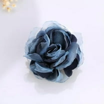 K-KED Large Rose Fabric Flower Bridal Hairpin Brooch Wedding Bridesmaid Pin Hair Clip-Navy blue