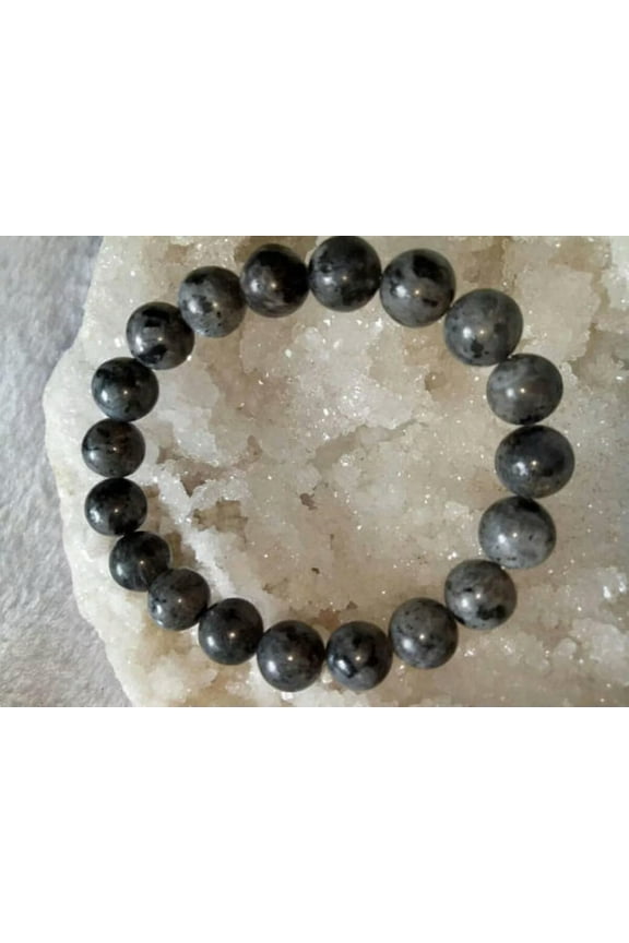 Larvikite 10mm Beads Genuine Black Labradorite Moonstone Bracelet 7.5"