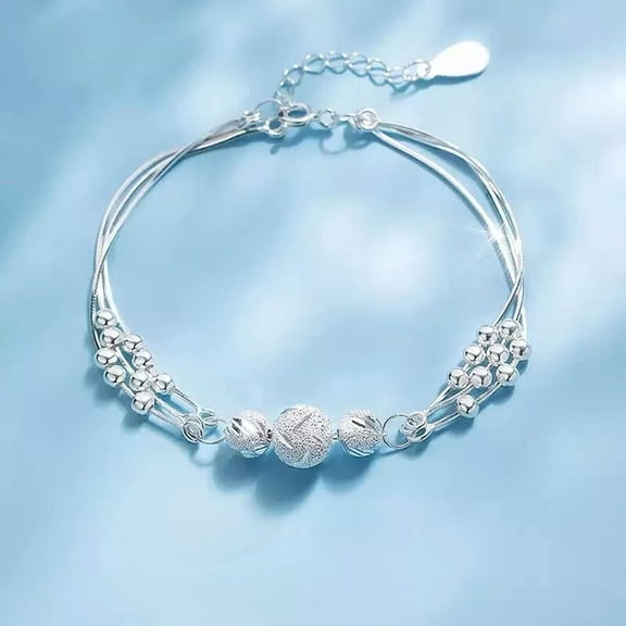 K-KED Light Luxury Gift 925 Silver Multi Layer Flower Girl Transit Bead Bracelet Chain