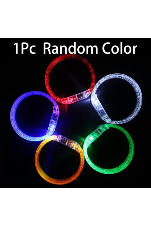Light Up LED Bracelets Flashing Glowing Wrist Band Blinking Bangle Party Fun&-1Pc Color Random