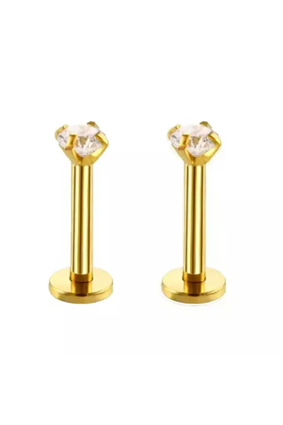 Lip Ring Ear 2Pcs Surgical Steel Monroe Stud Helix Piercing / Tragus Labret Bars-gold-6mm-2PC