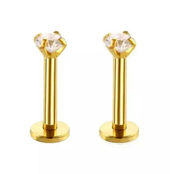 K-KED Lip Ring Ear 2Pcs Surgical Steel Monroe Stud Helix Piercing / Tragus Labret Bars-gold-8mm-2PC