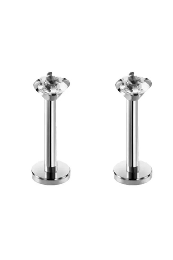 Lip Ring Ear 2Pcs Surgical Steel Monroe Stud Helix Piercing / Tragus Labret Bars-silver-10mm-2PC
