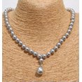 thumbnail image 1 of K-KED Long 14"- 24" 8mm Round South Sea Shell Pearl 12x16mm Drop Pendant Necklace AAA+-Gray-24 in, 1 of 6