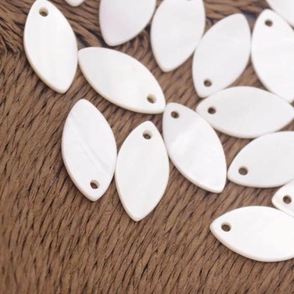 K-KED Lot 50 PCS Eye shape Shell Natural White Mother of Pearl 7mmX14mm