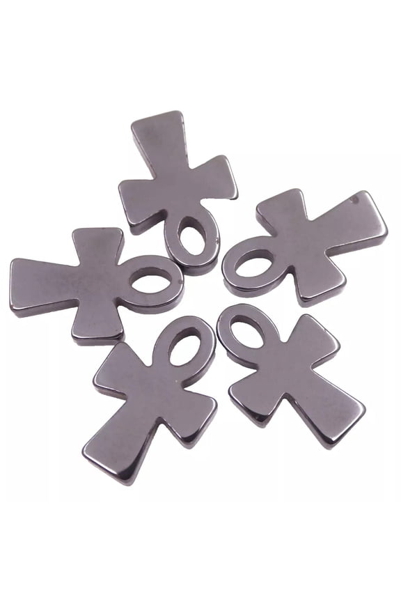 Lots 5 PCS 20mmX30mm Cross Natural Black Hematite Stone Gem Pendant Making DIY