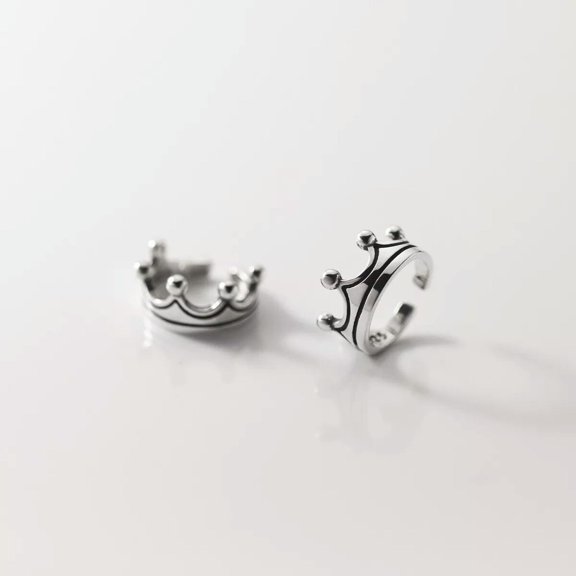 K-KED Lovely Crown Ear Clip Cuff Earrings 925 Sterling Silver Christmas