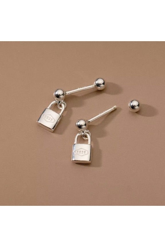 Luck Lock Drop Dangle Earrings 925 Sterling Silver Christmas Gift