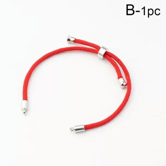 K-KED Lucky Handmade Black Red String Rope Woven Adjustable Unisex Bracelet Jewelry-Silver&Red