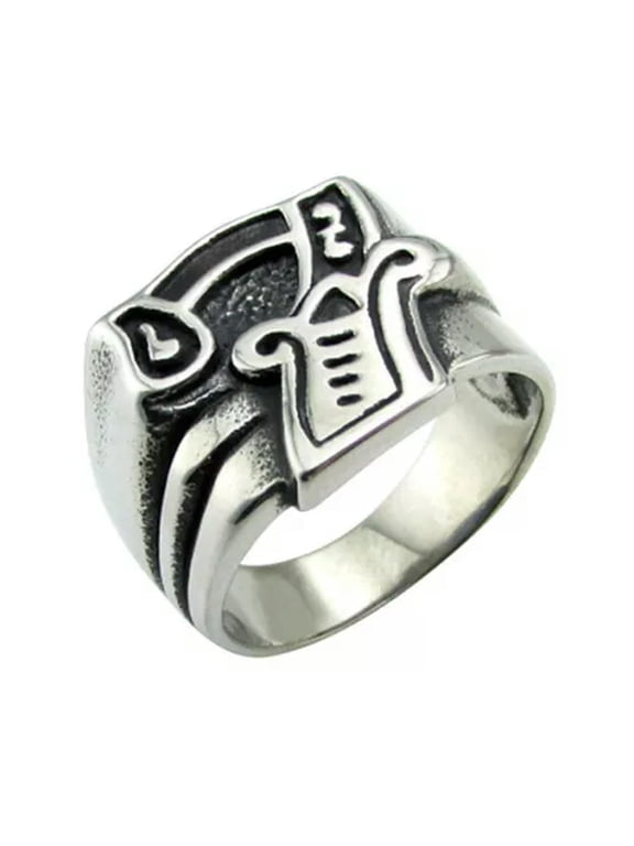 Lucky Seven Good Luck Number 7 Ring Stainless Steel Mens Vintage Biker Punk Ring-9