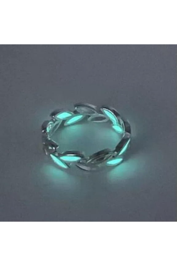 Luminous Hollow Heart Star Ring Glowing In The Dark Delicate Jewelry Rings For Women Gift-Leaf Green