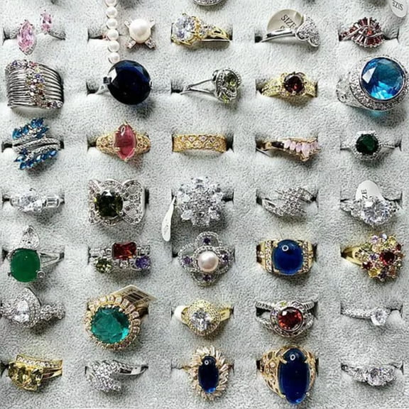 K-KED Luxurious Rings Wholesale Mixed Lots 5-100pc Big Gemstones Crystal Delicate Jewelry Ring-100pcs