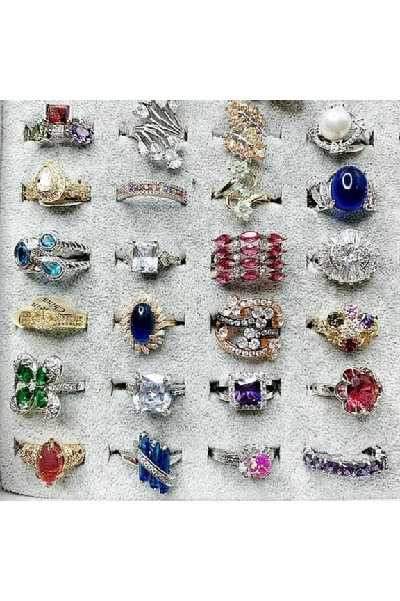 Luxurious Rings Wholesale Mixed Lots 5-100pc Big Gemstones Crystal Delicate Jewelry Ring-10pcs
