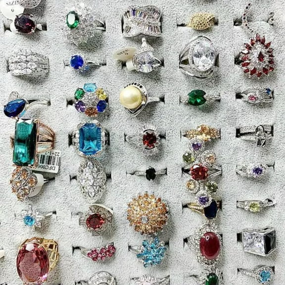 K-KED Luxurious Rings Wholesale Mixed Lots 5-100pc Big Gemstones Crystal Delicate Jewelry Ring-70pcs
