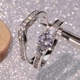 thumbnail image 1 of K-KED Luxury 925 Silver Rings for Women Cubic Zirconia Wedding Delicate Jewelry Ring Size 6-10-7-Silver#1, 1 of 6