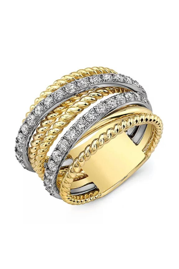 Luxury Gold plated Ring Cubic Zircon Wedding Party Ring Sz 6-10-9