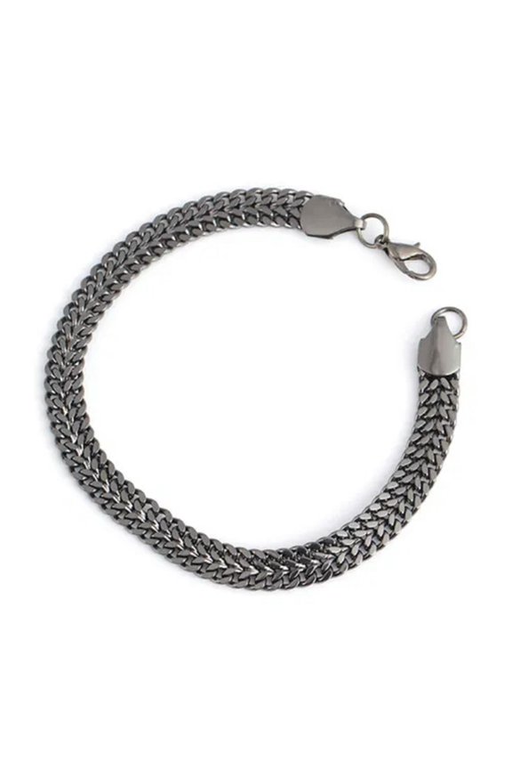 Luxury Men Stainless Steel Chain Bracelet Cuban Curb Link Hip Hop Jewelry-lq_-Black