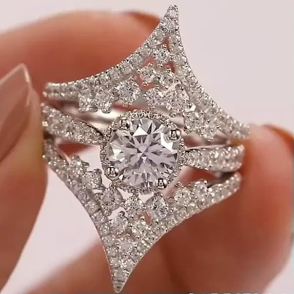 K-KED Luxury Women 925 Silver Filled Wedding Party Ring Cubic Zircon Delicate Jewelry Sz 6-10-7