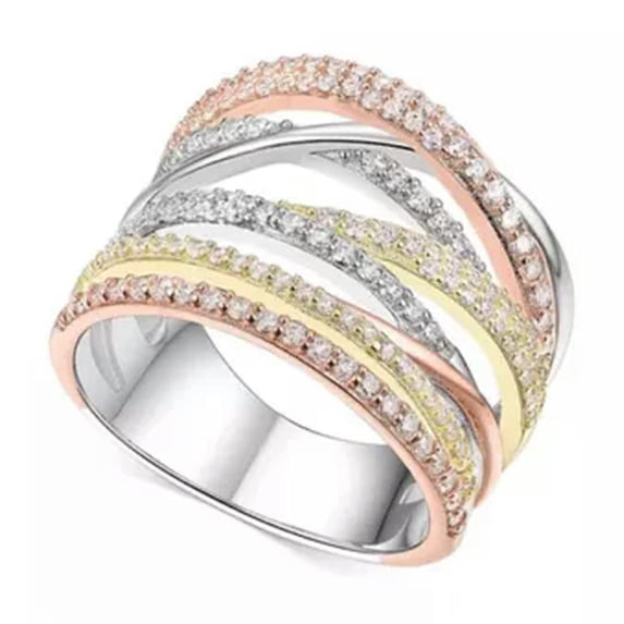 K-KED Luxury Women 925 Silver Filled Wedding Party Ring Cubic Zircon Delicate Jewelry Sz 6-10-8