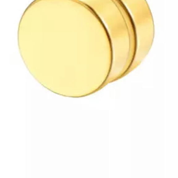K-KED Magnetic Black Circle Non-Piercing Clip Earrings Fake Ear Gauges for Men Women-Gold 8mm