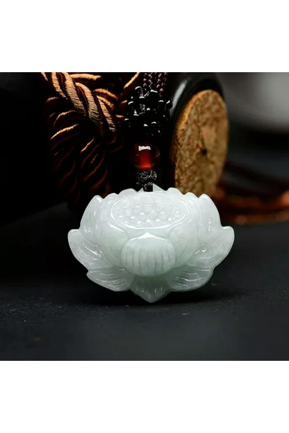 Male and Female Myanmar Natural A Jade Lotus Flower Pendant Ice Jade Pendant