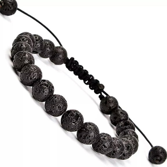 K-KED Man's 8mm Rock Lava Beads Yoga Gemstone Bangle Mala Energy Adjustable Bracelet