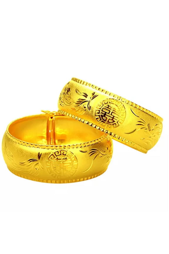 Married Dragon and Phoenix 24K Thai Baht Yellow Gold Plated Bracelet 6.1 mm"/1pc