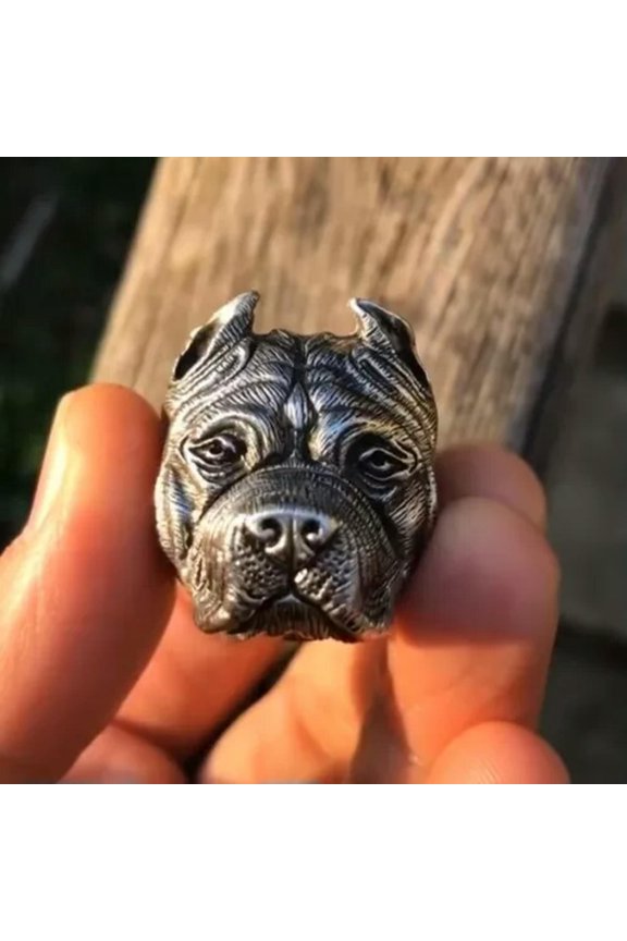 Men Gothic Biker Delicate Jewelry Gift Dog Pit Bull Ring Stainless Steel Rings Sz 6-13-#1-11