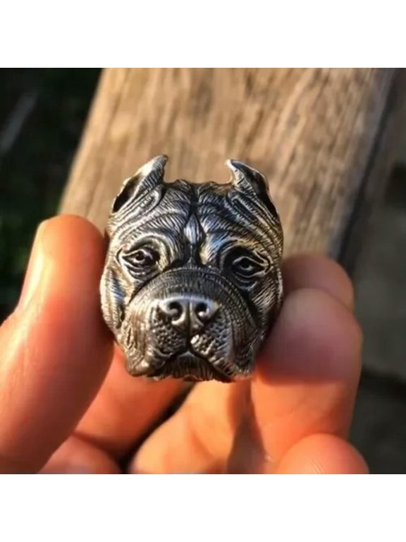 Men Gothic Biker Delicate Jewelry Gift Dog Pit Bull Ring Stainless Steel Rings Sz 6-13-#1-11