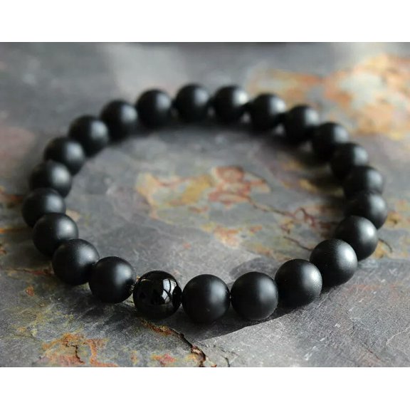 K-KED Men Matte Black Onyx Yoga Energy Beaded Bracelet Boyfriend Gift Bracelet 8mm