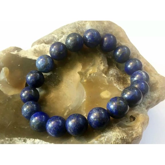 K-KED Men Natural Gemstone Blue Lapis Lazuli Bracelet 12mm bead