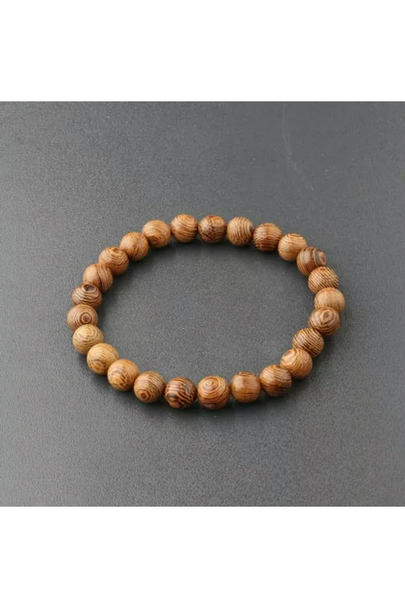 Men Women 8MM Multilayer Wooden Beaded Bracelet Delicate Jewelry Stretch Couples Bangle