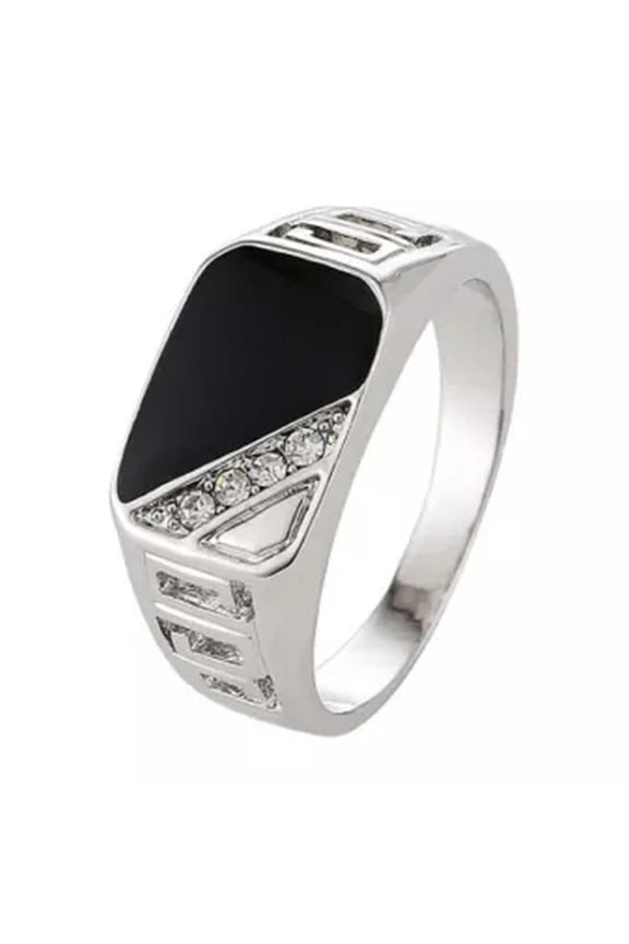 Crystal CZ Titanium Steel Ring Women Men Stainless Wedding Band Ring Size#7-12-Silver-11
