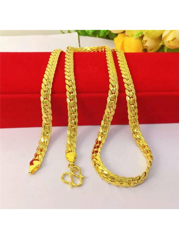 Men's Delicate Jewelry 24K Yellow Gold Plated Cool 6mm 24" Snake Bone Chains Necklace