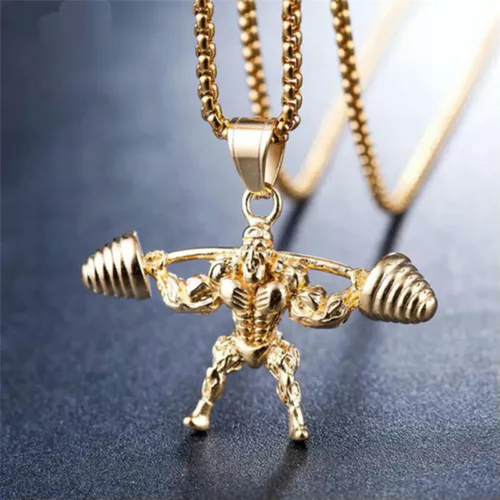 K-KED Men's Fashion Delicate Jewelry Body Builder Pendant with Chain ...