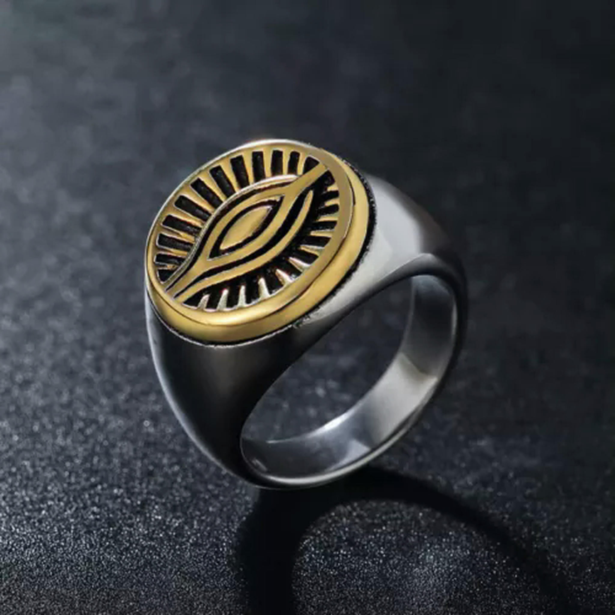 GTHIC Evil Eye Spinner Ring – Stainless Steel Rotating Anxiety Ring For Men & Women