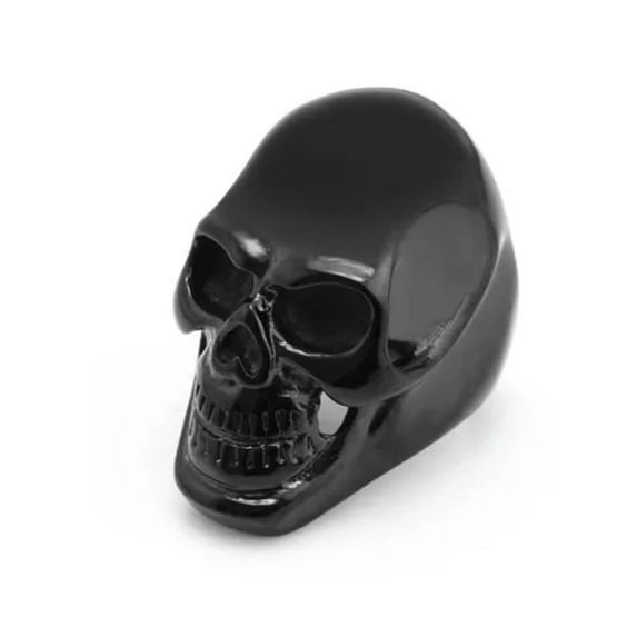 K-KED Men's Gothic Black Skull Head Ring Stainless Steel Vintage Biker Skull Punk Ring-8