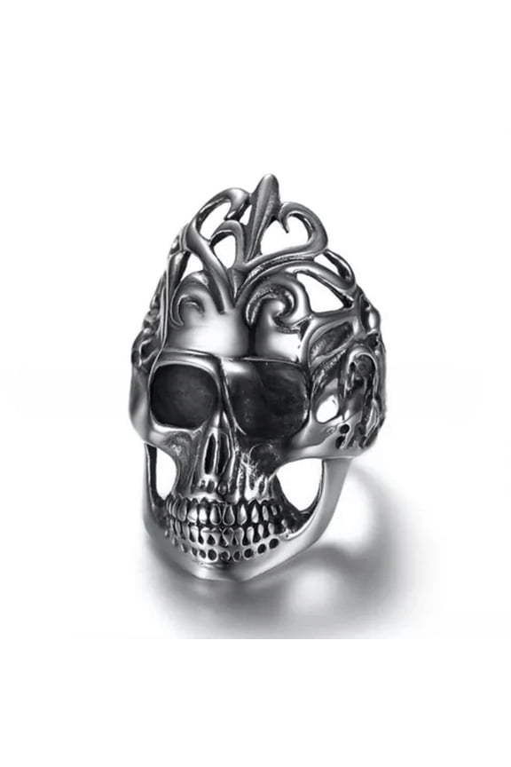 Men's Personalized Vine Skeleton Head 316 Stainless Steel Rings Size 8-13-9