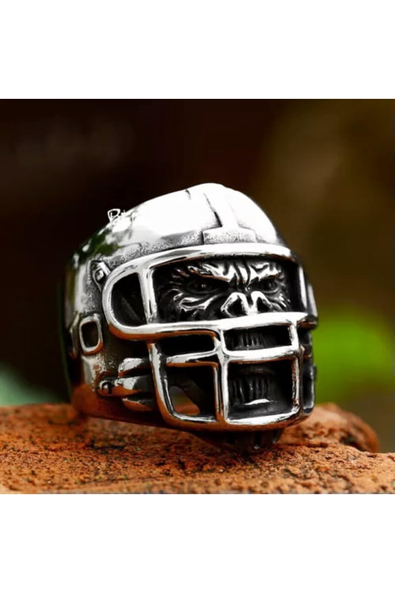 Men's Powerful Headguard Gorilla Ring Stainless Steel Gothic Biker Delicate Jewelry Ring-7