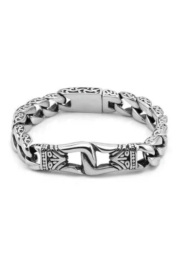 Men's Stainless Steel Curb Cuban Link Chain Bracelet Bangle Party Band Jewelry-#4