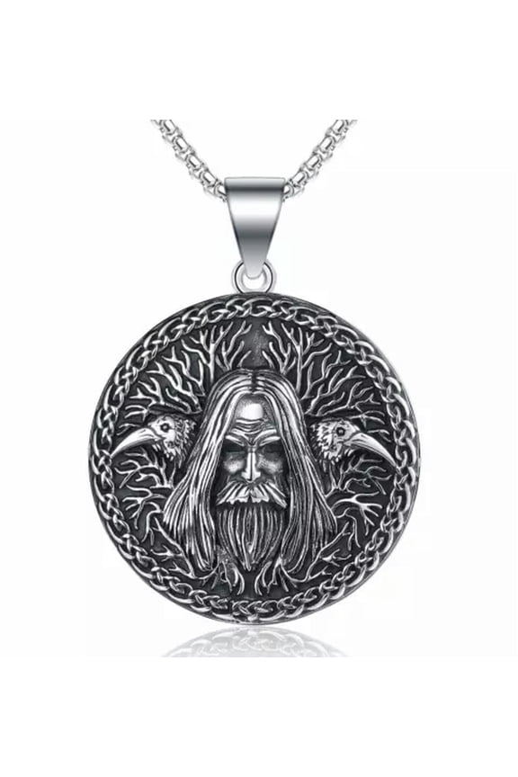 Men's Vintage Stainless-Steel Viking Wizard Endant Lucky Necklace Delicate Jewelry Gift-default