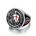 thumbnail image 1 of K-KED Men's Vintage Templar Knight Red Cross Shield Stainless Steel Rings Size 7-13-Silver-11, 1 of 6