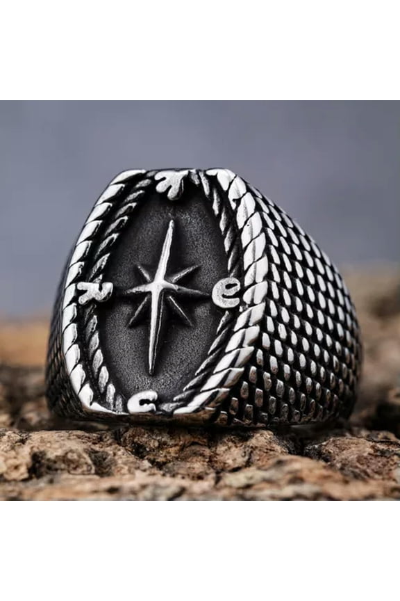 Men's Vintage Viking Compass Ring Stainless Steel Gothic Biker Cool Punk Ring-14
