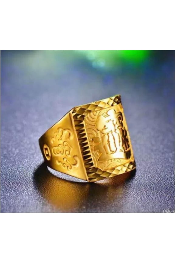 Men's Wealth Seeking Treasure Adjustable 24K THAI BAHT YELLOW GOLD Plated RING