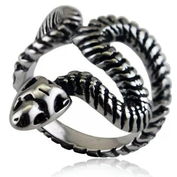 K-KED Men's and Women's Personalized Vintage Stainless Steel Snake Rings Size 7-13-8