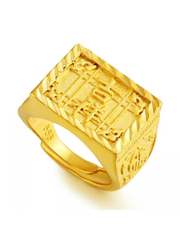 Men's auspicious 22K 23K 24K Thai Baht Yellow Gold Plated Ring