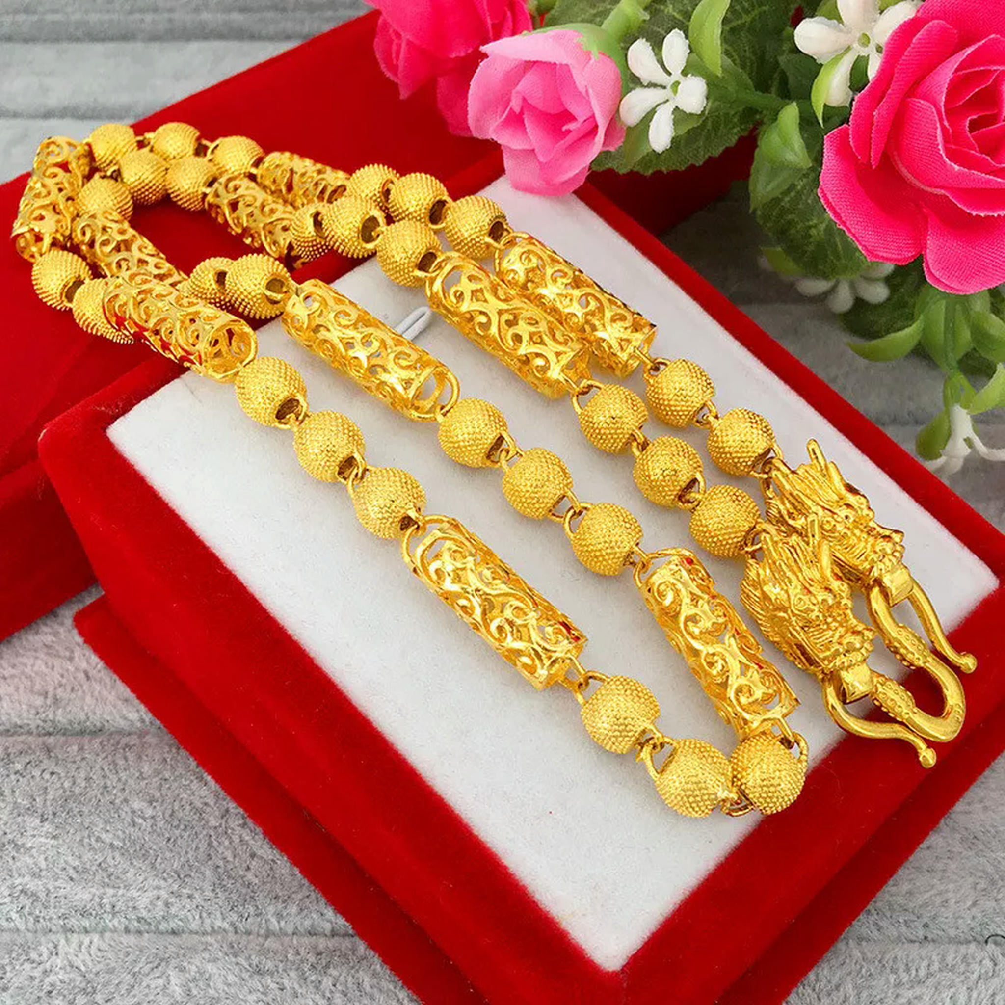 24K GP Gold Plated Necklace Mens & Women Yellow Gold Golden Jewelry Necklace YHDN 57