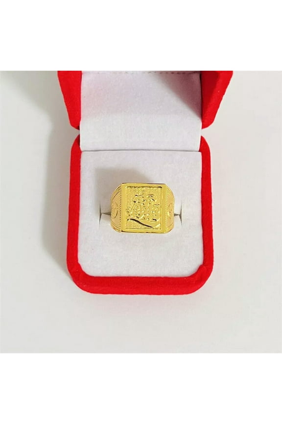 Men'sAdjustable Chinese characters 24K Yellow Gold Plated Ring