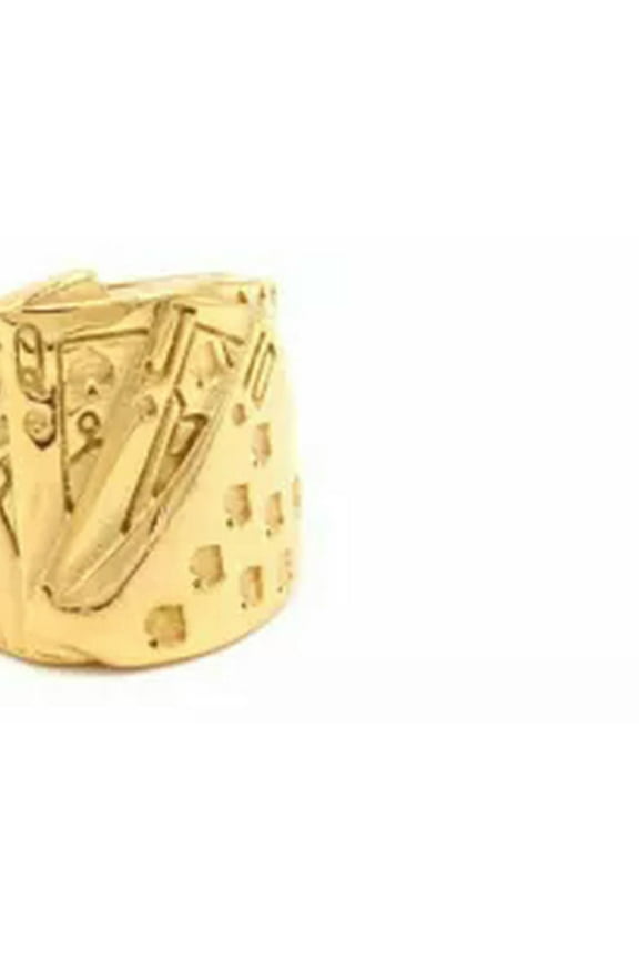 Mens Biker Casino Lucky Poker Ring Delicate Jewelry Men Stainless Steel Size 7-15-10-Gold